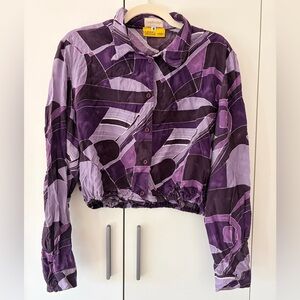 Upcycled vintage 80s Abstract Button-Down Crop Shirt ♻️